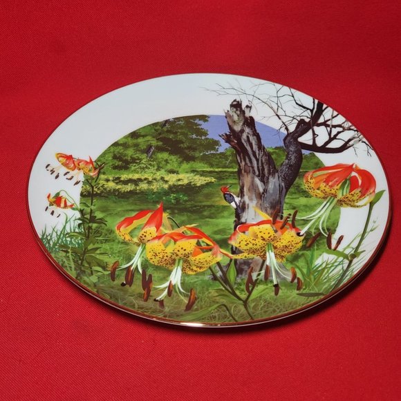 VTG Decorative Plate Royal Windsor Regal Lily Wildflowers of the South Gold Trim - Picture 6 of 12